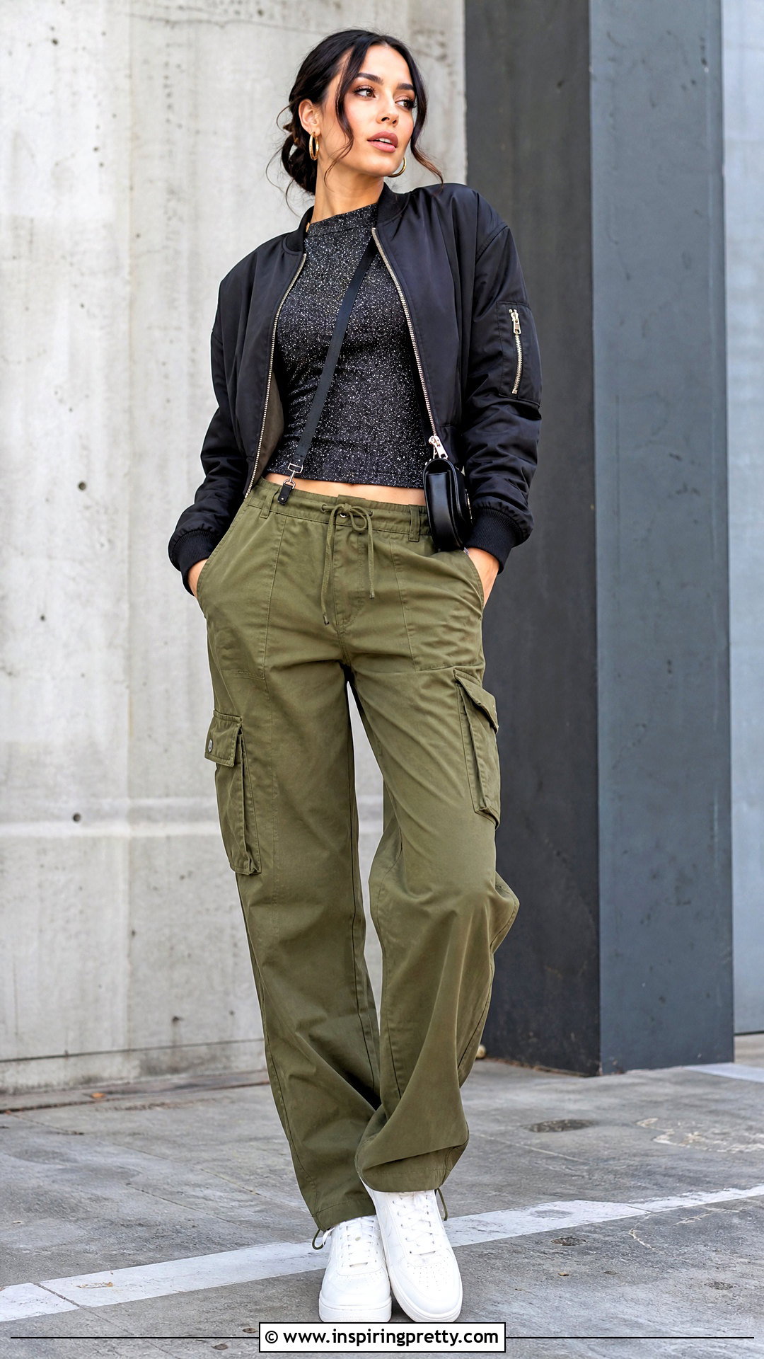 Glittery Top With Cargo Pants And Sneakers - 50 glittery top outfits
