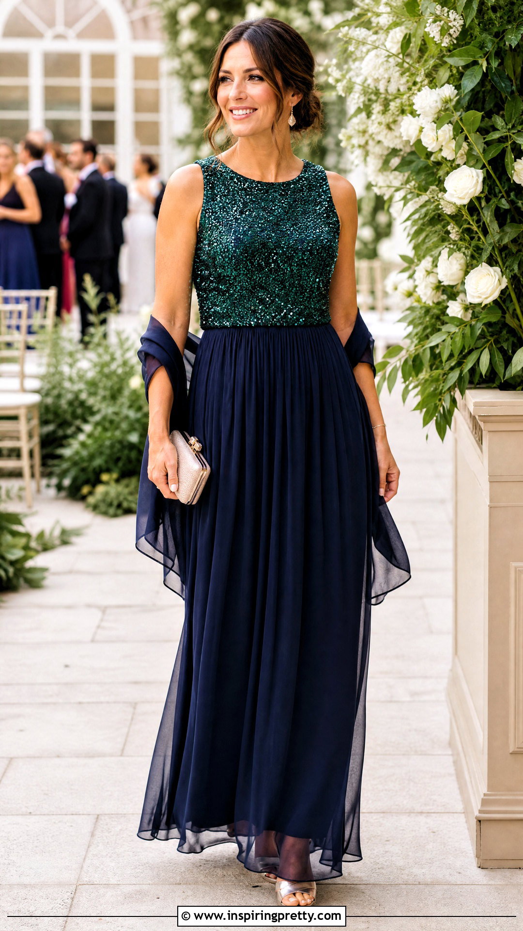 Glittery Top With Formal Maxi Skirt - 50 glittery top outfits