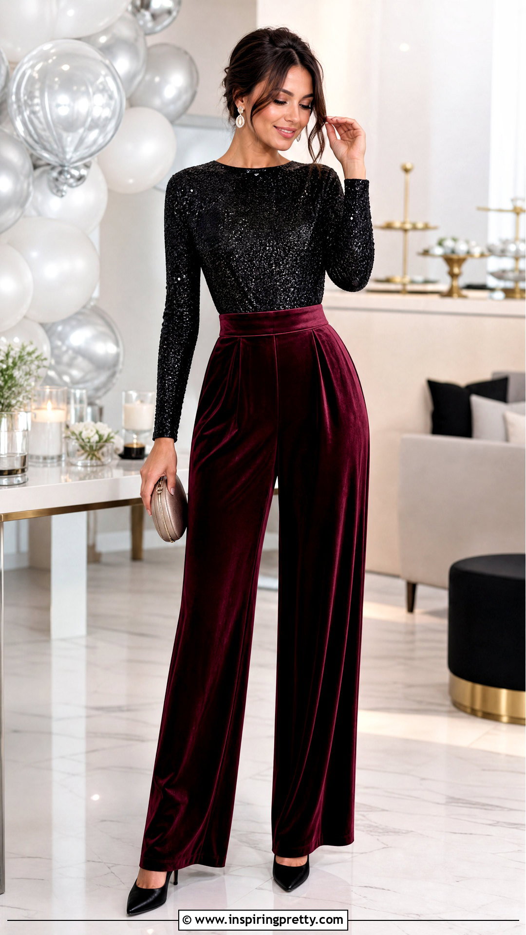 Glittery Top With Statement Pants And Heels - 50 glittery top outfits