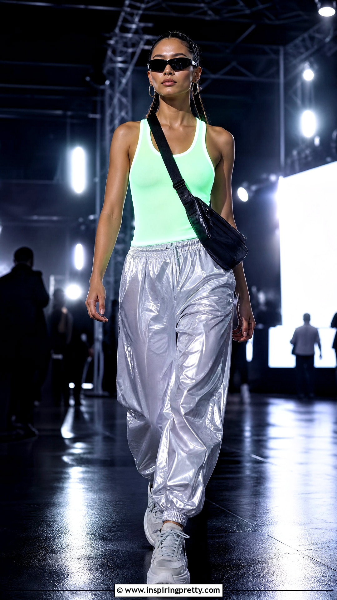 Glow in the Dark Tank Top With Reflective Joggers - 25 glow in the dark tank top outfit ideas