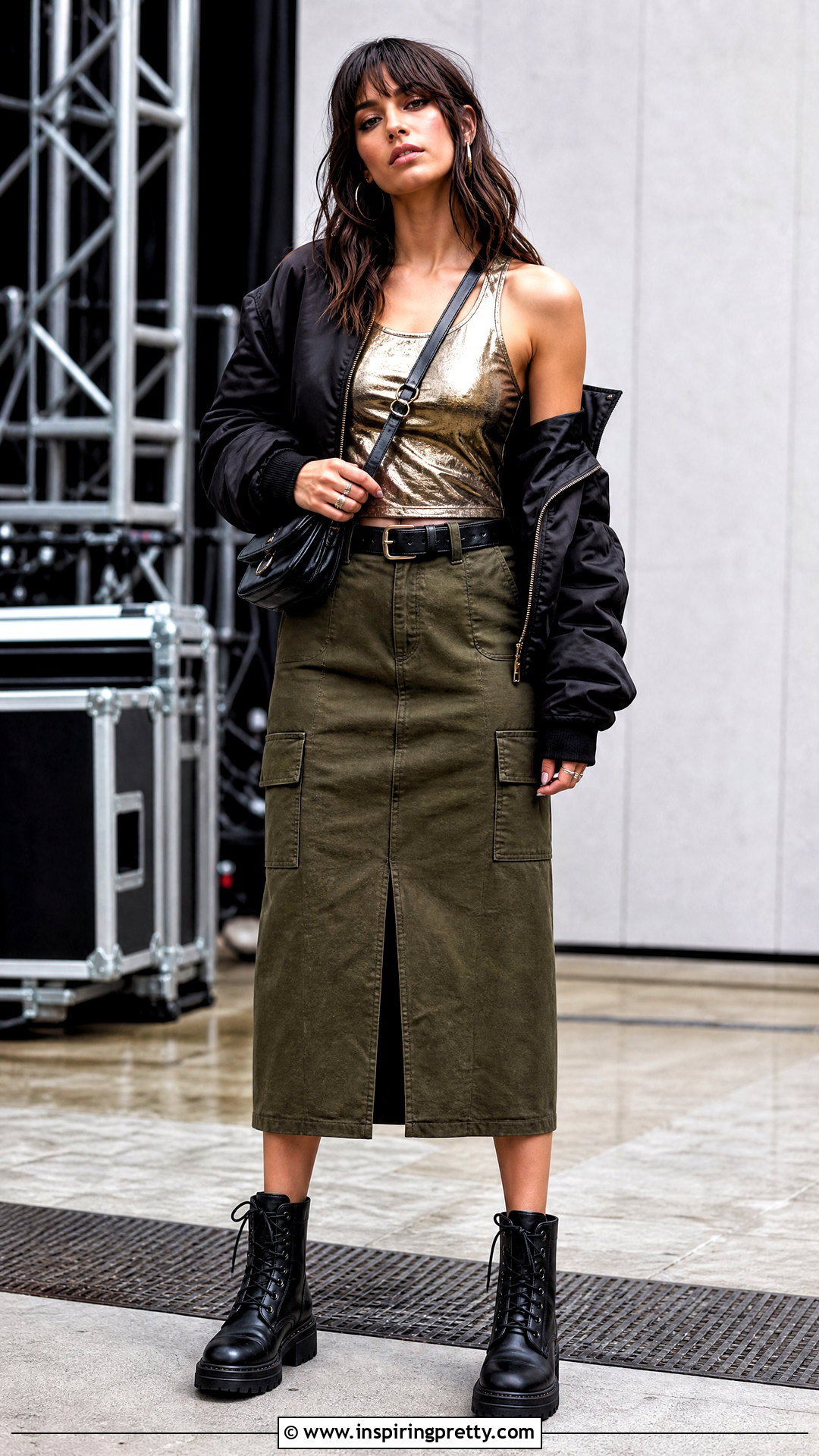 Go For Gold Urban Top With Olive Cargo Skirt - 20 Go For Gold Urban Top Outfit ideas