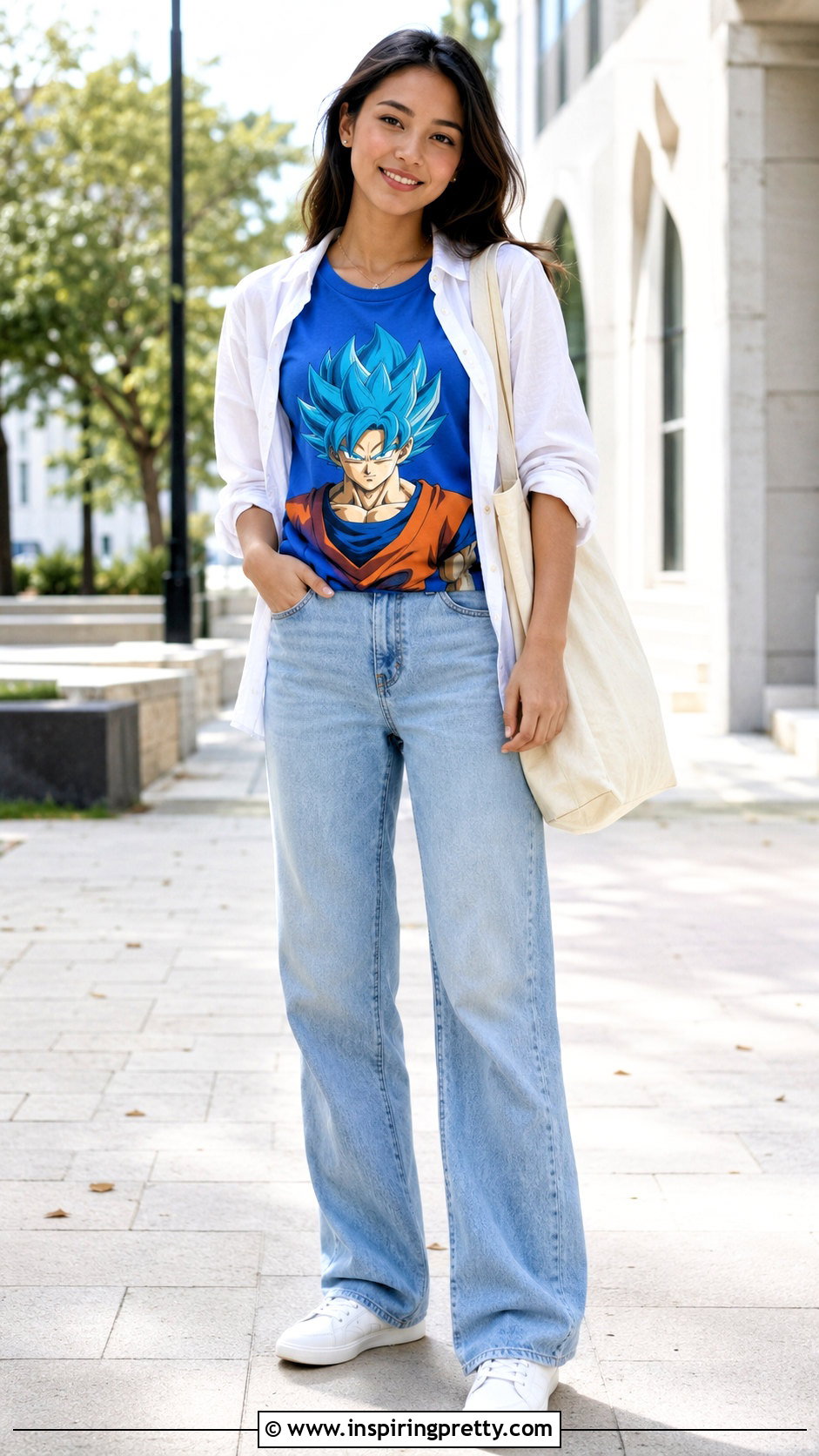Goku Blue Top With Light Wash Jeans - 20 goku blue top outfit ideas