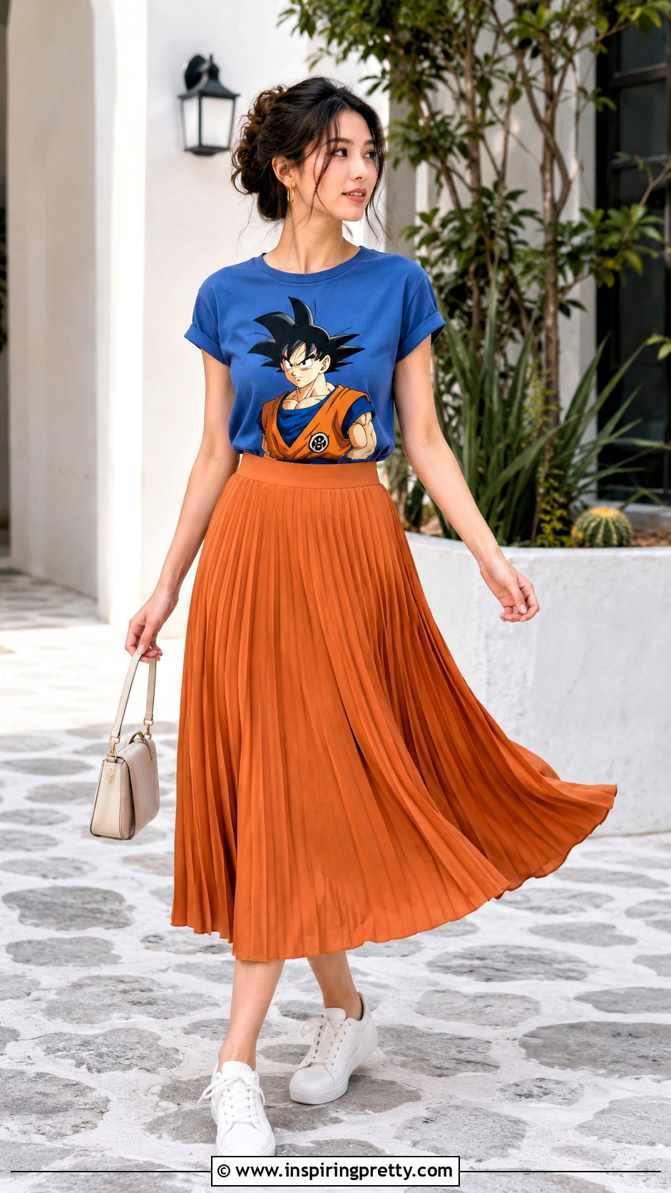 Goku Blue Top With Orange Midi Skirt - 20 goku blue top outfit ideas