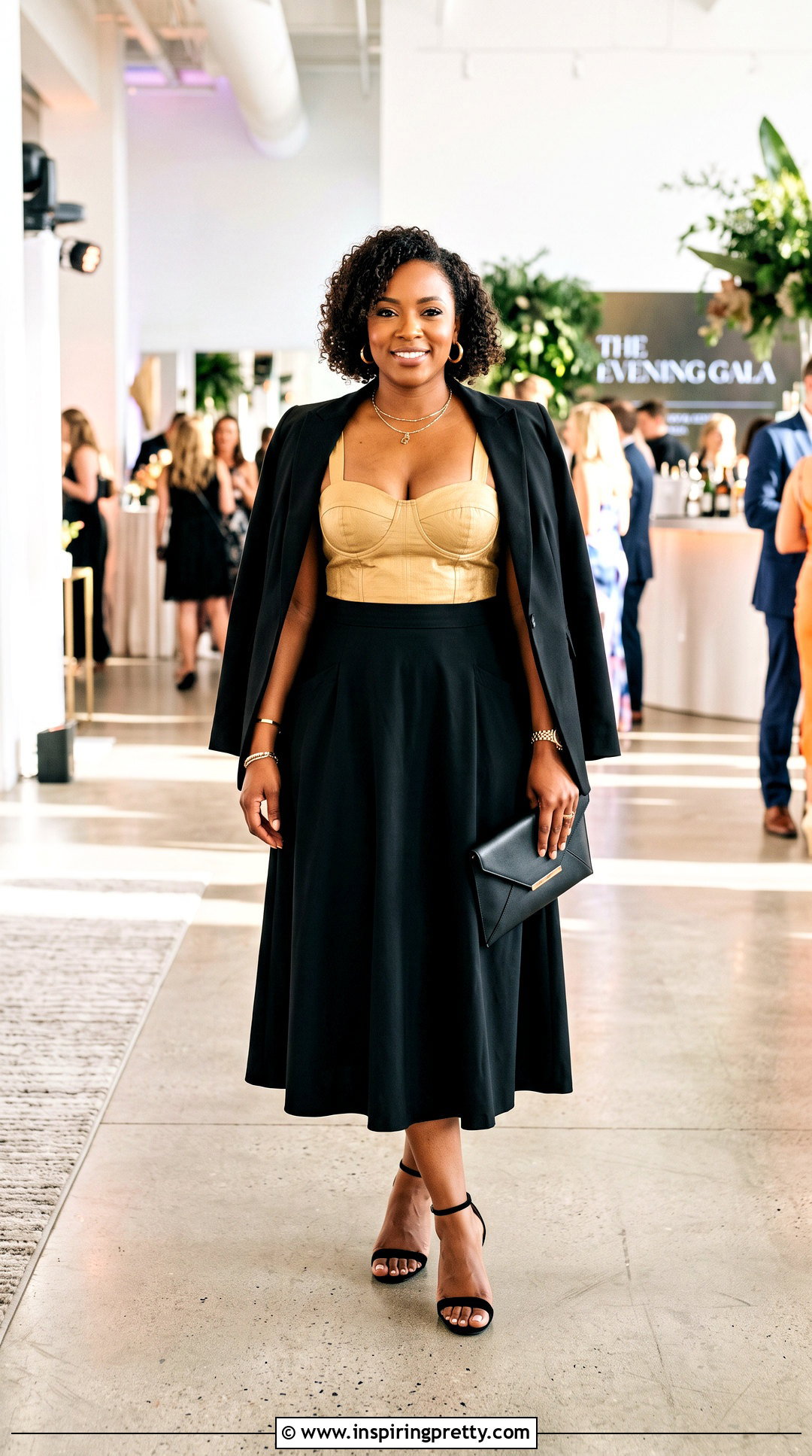 Gold Bustier Top And Midi Skirt Outfit - 25 top gold outfit date ideas