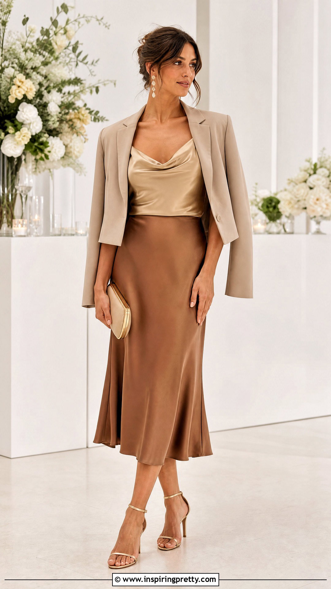 Gold Cami Top With Satin Midi Skirt - 25 Gold Cami Top outfit ideas
