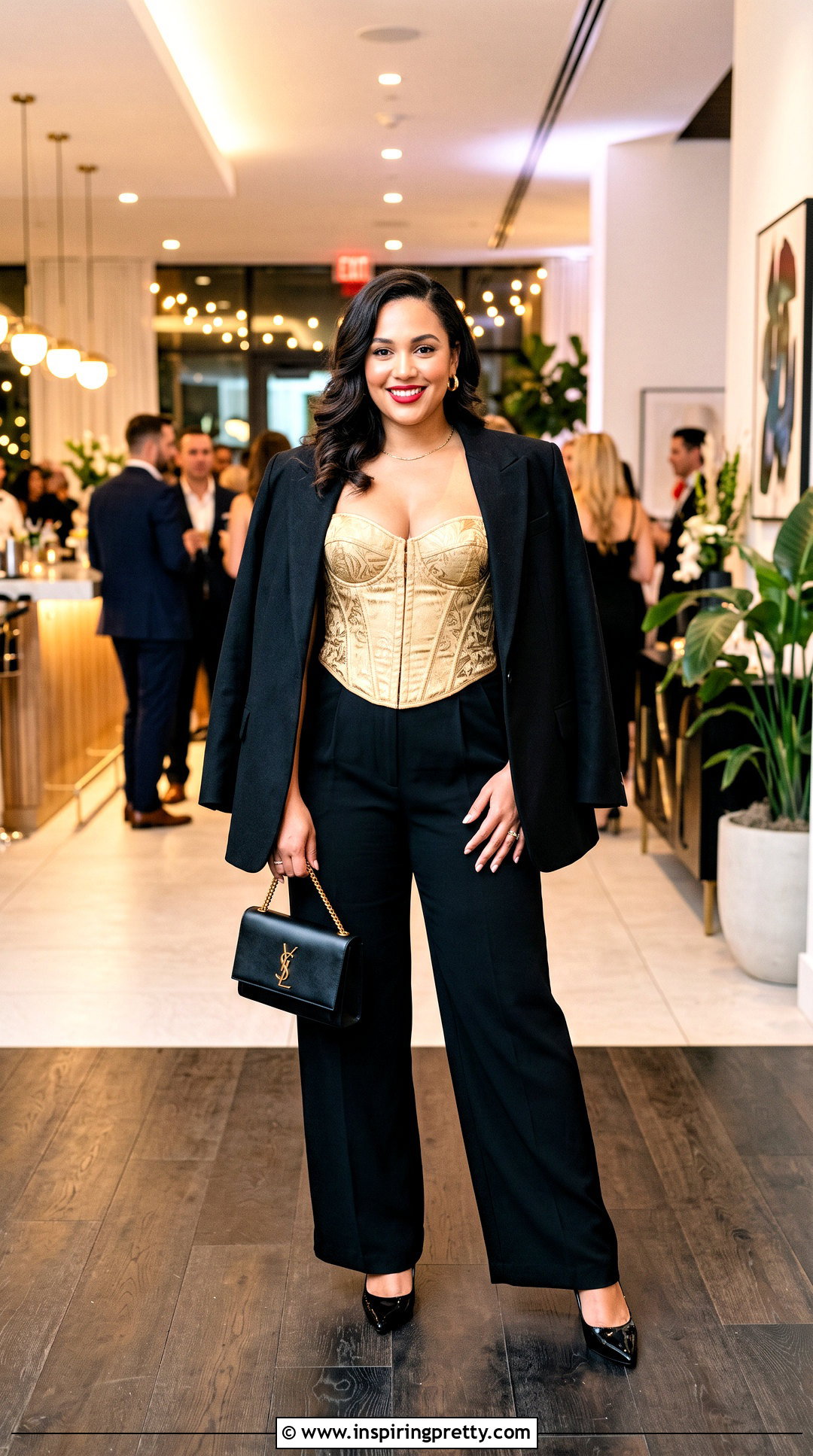 Gold Corset Top With Black Trousers - 20 urban outfitters gold tops