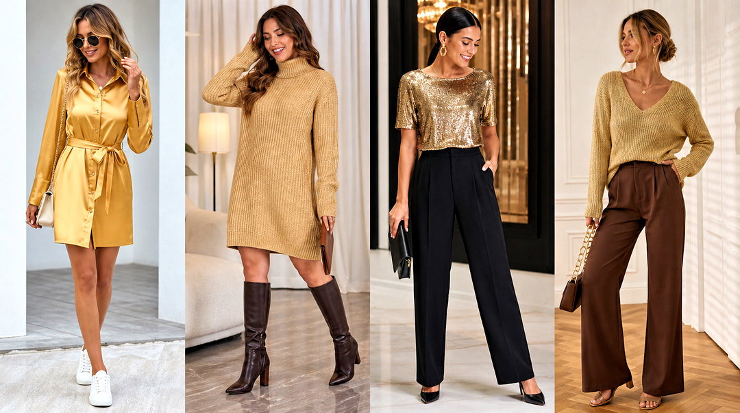 25 Gold Dress Top Outfit Ideas for Polished Party Style