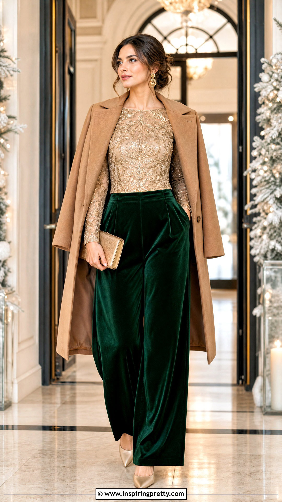 Gold Embroidered Top With Velvet Pants - 25 gold embroidered top outfit ideas