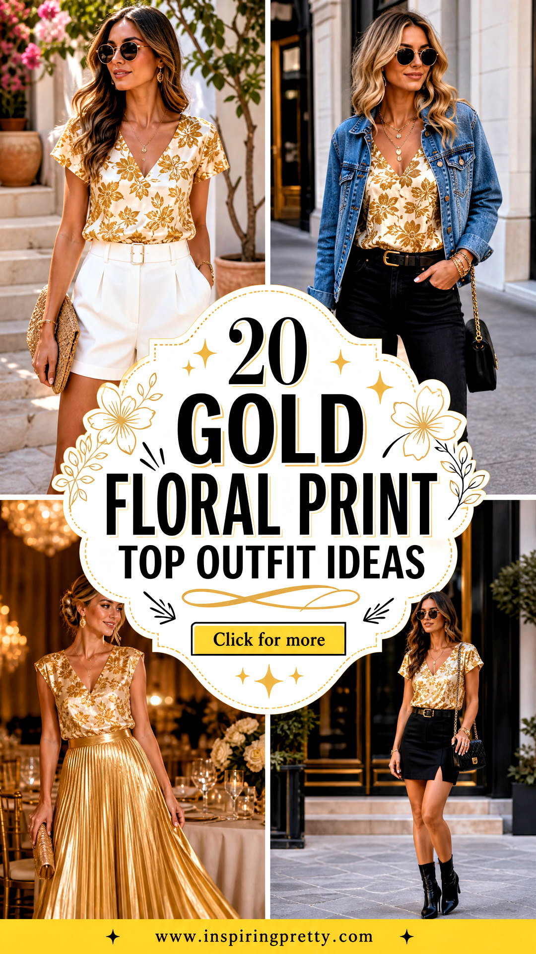20 Gold Floral Print Top Outfit Ideas Elegant Looks for Events - 20 Gold Floral Print Top Outfit Ideas: Elegant Looks for Events