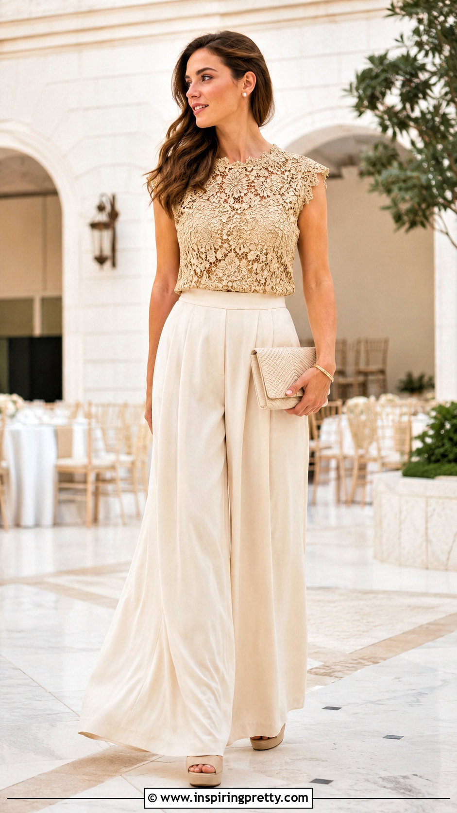 Gold Lace Top With Black Pencil Skirt - 25 gold lace tops outfit ideas