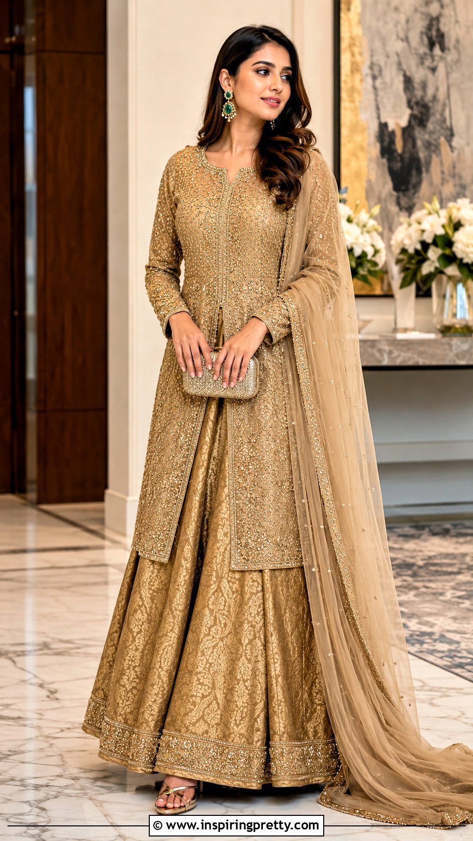 Gold Lehenga With Long Top - 50 Lehenga With Long Top outfit ideas