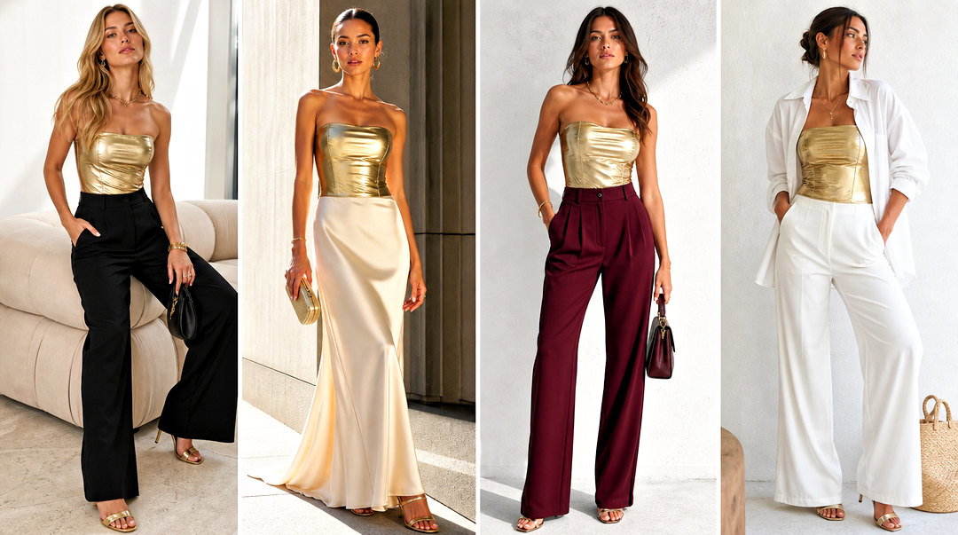 20 Gold Molded Top Outfit Ideas: Sculpted Looks for Party Events