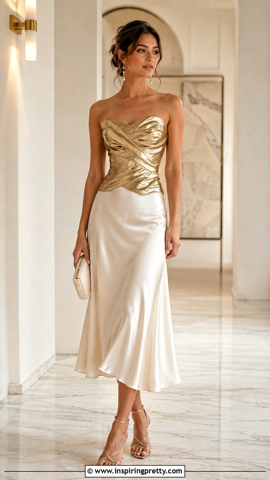 Gold Molded Top With Cream Satin Skirt - 20 Gold Molded Top outfit ideas