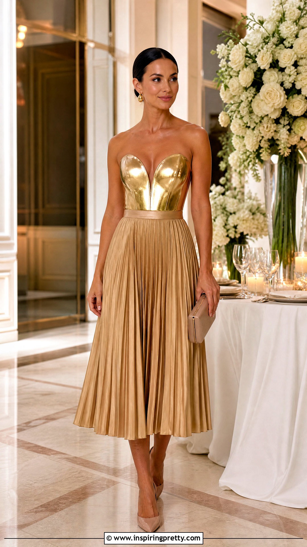 Gold Molded Top With Matching Gold Skirt - 20 Gold Molded Top outfit ideas