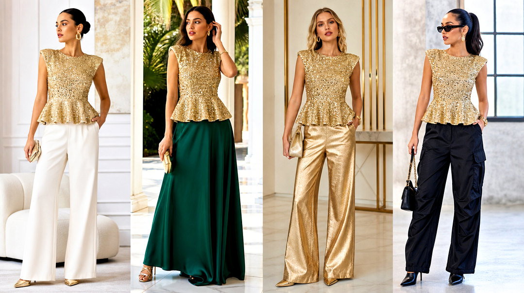 20 Gold Sequin Peplum Top Outfit Ideas Festive Looks to Try