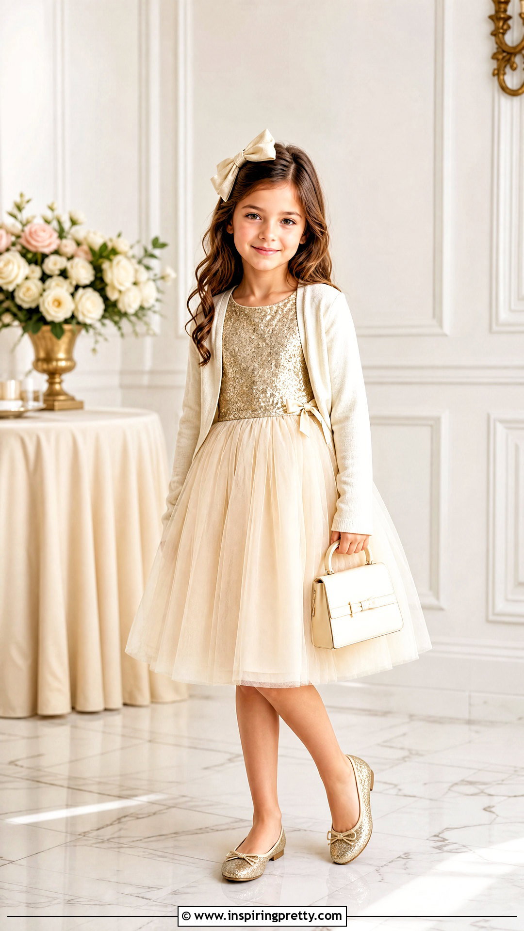 Gold Sequin Top With Cream Tulle Skirt - 20 sequin tops for girls