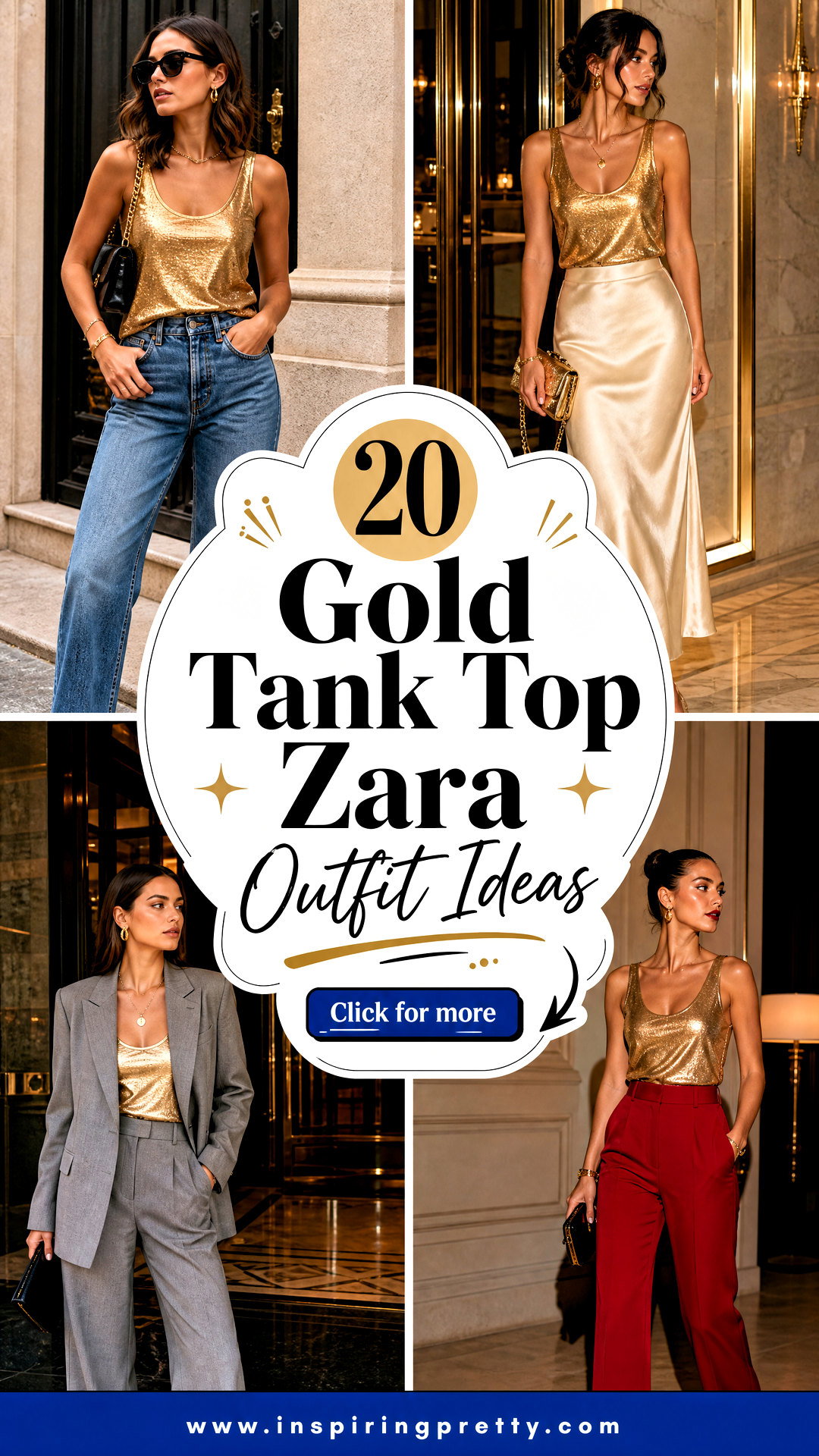 20 Gold Tank Top Zara Outfit Ideas for Glam Night Looks - 20 Gold Tank Top Zara Outfit Ideas for Glam Night Looks