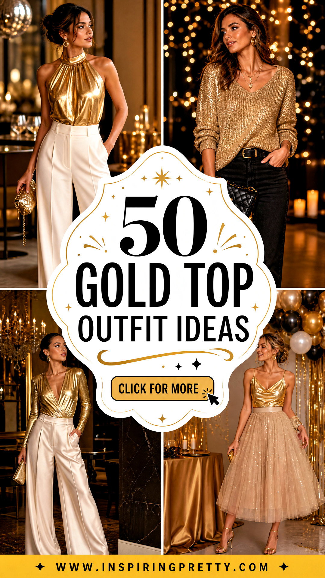 50 Gold Top Outfit Ideas for Glamorous Party Looks That Shine - 50 Gold Top Outfit Ideas for Glamorous Party Looks That Shine