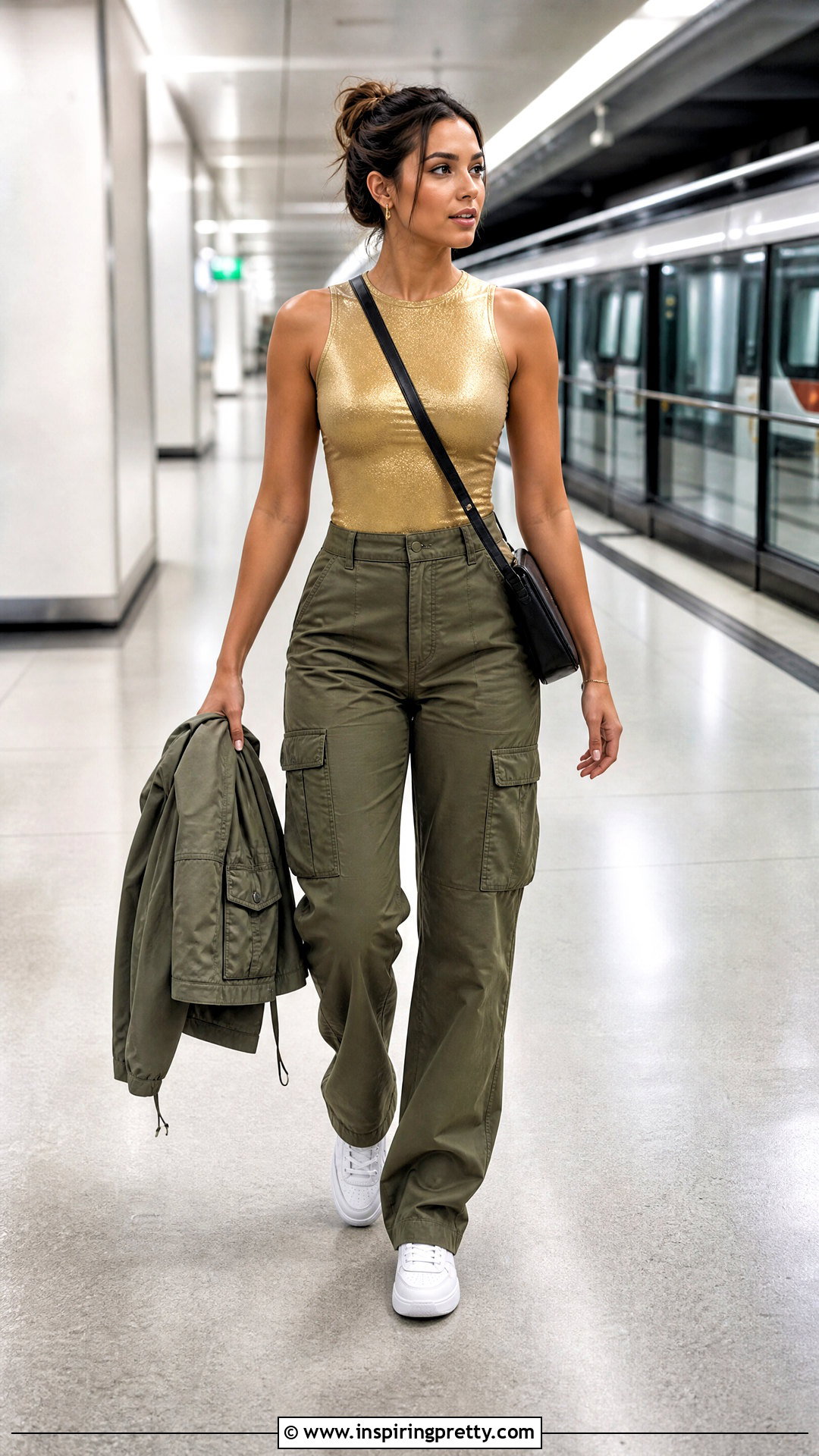 Gold Top With Cargo Pants - how to style gold tops (20 ways)