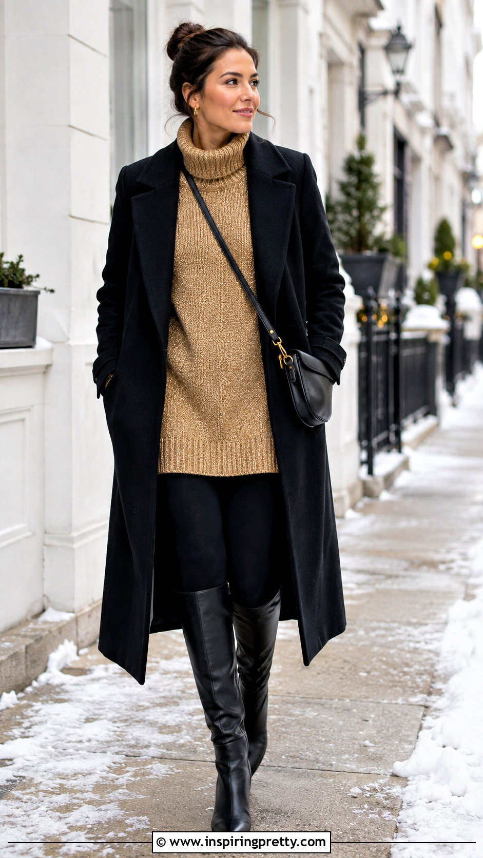 Gold Tunic Top With Leggings And Boots - 25 gold dress top outfit ideas