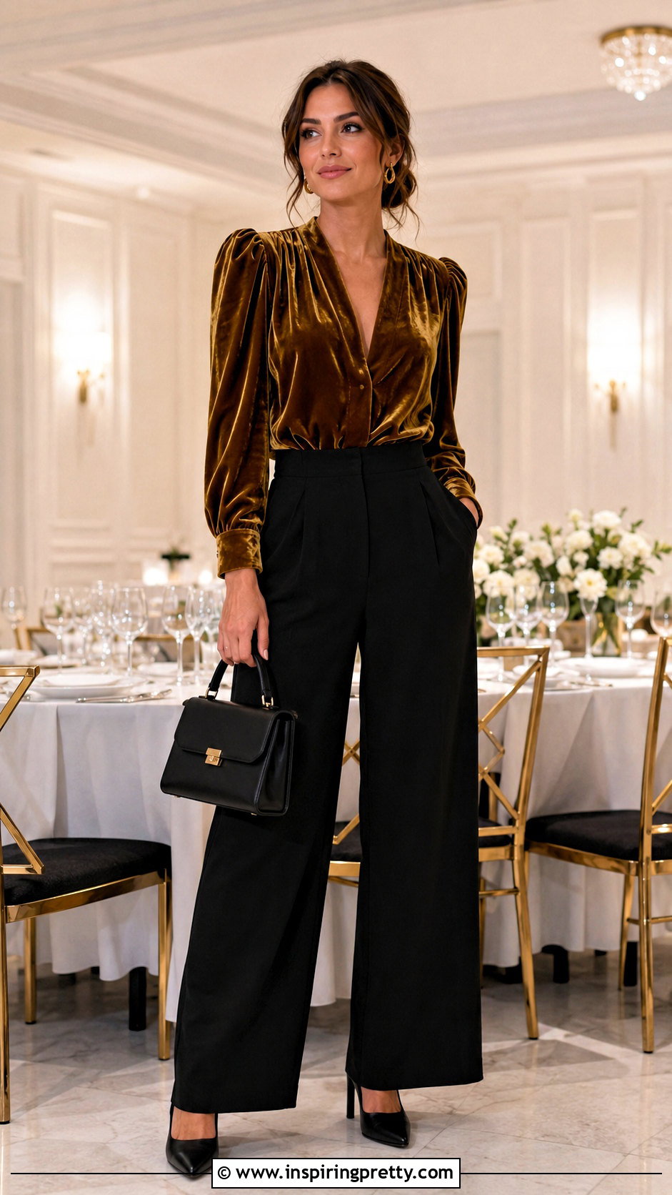 Gold Velvet Top With Black Pants - 50 velvet tops for women