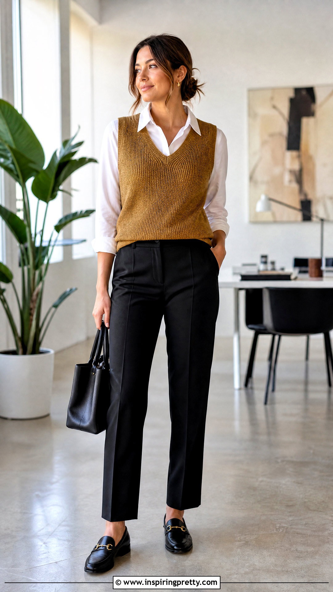 Golden Top With White Button Down Shirt - 50 golden top outfit ideas
