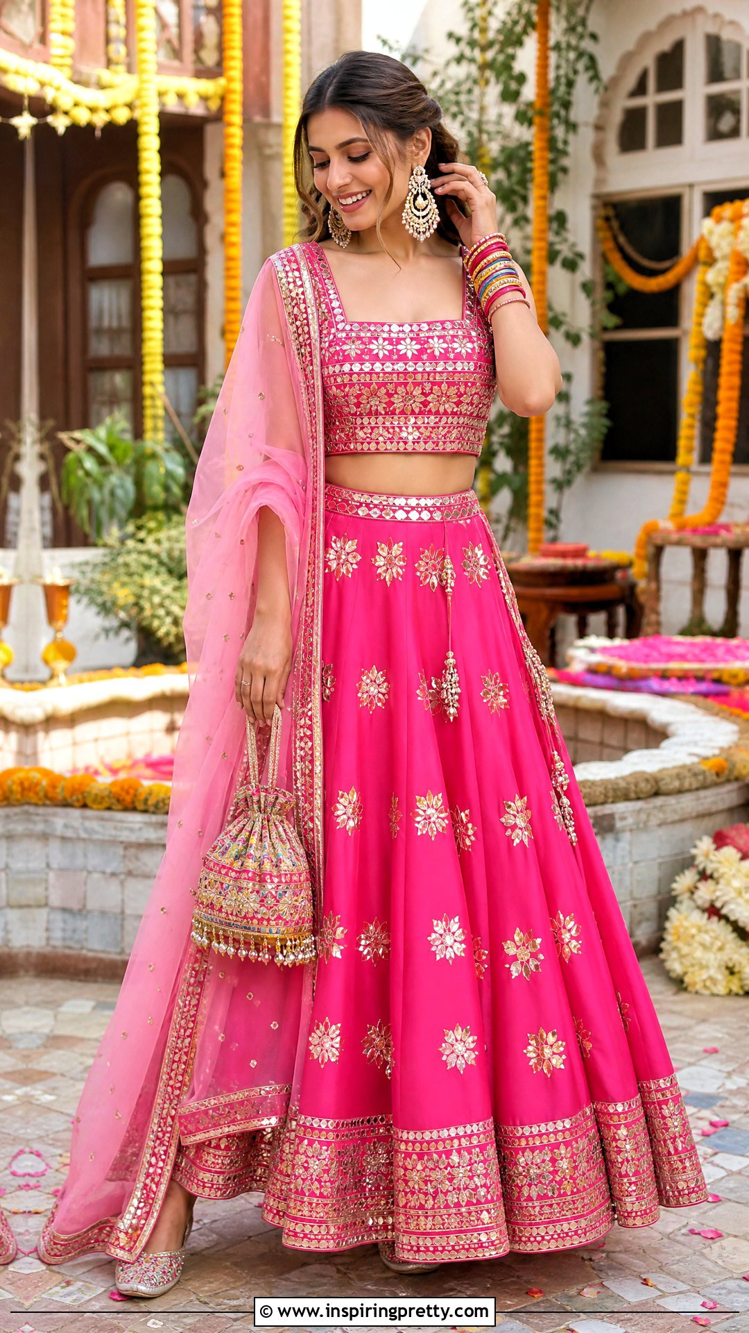 Gota Patti Crop Top Lehenga - 50 lehenga blouse designs crop tops outfit ideas