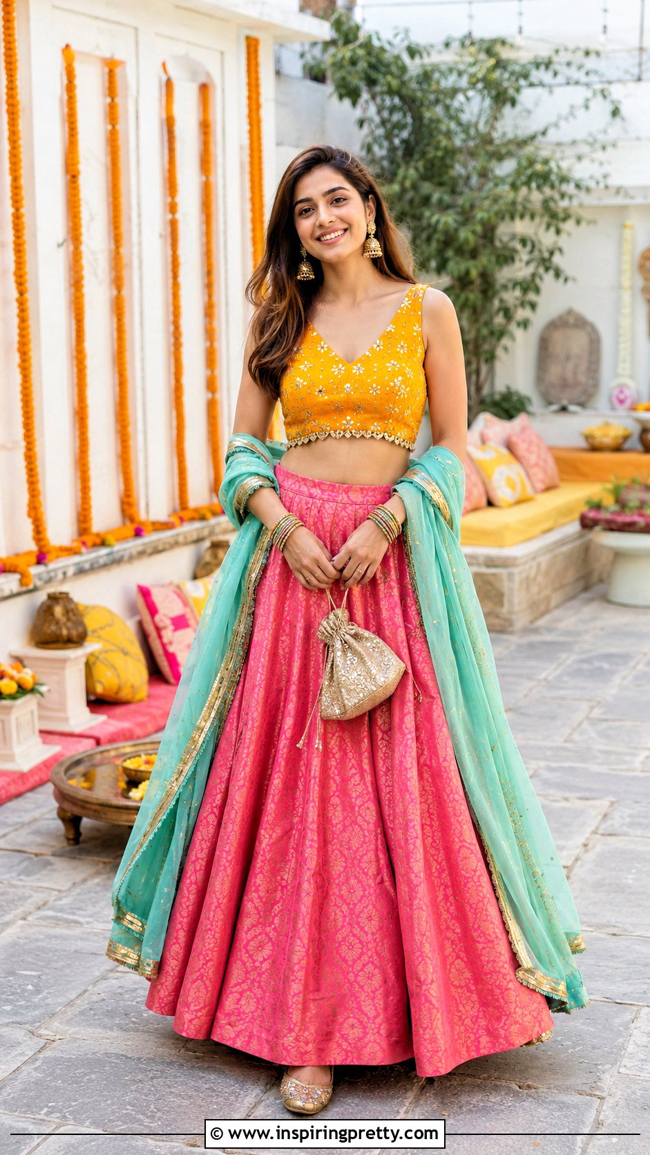 Gota Patti Crop Top Lehenga - 50 Crop Top Designs For Lehenga Ideas