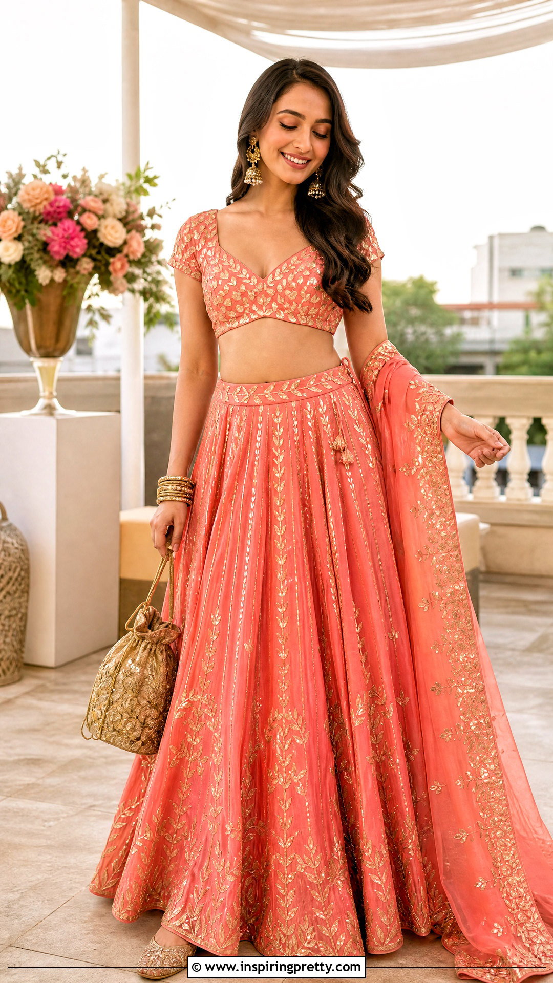 Gota Patti Skirt And Short Blouse Outfit - 50 traditional skirt and top outfit ideas