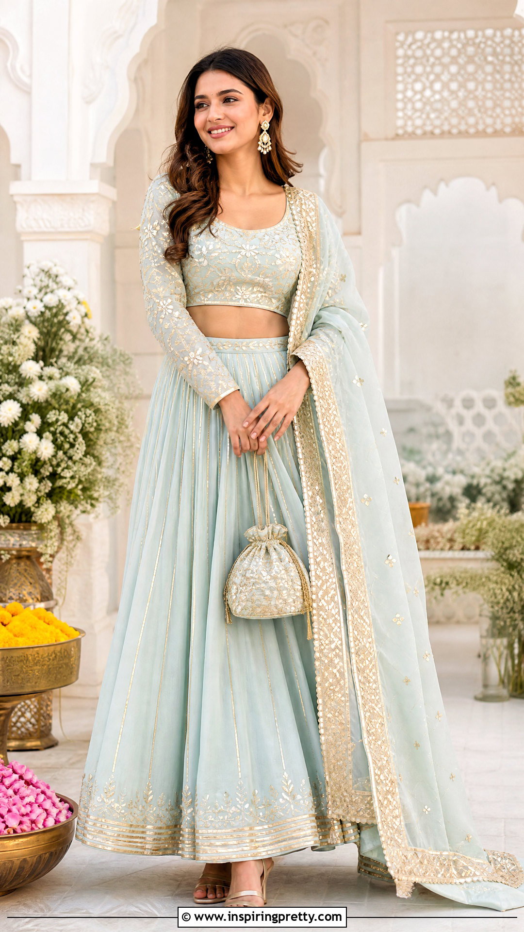 Gota Patti Top With Flared Skirt - 50 traditional tops for women