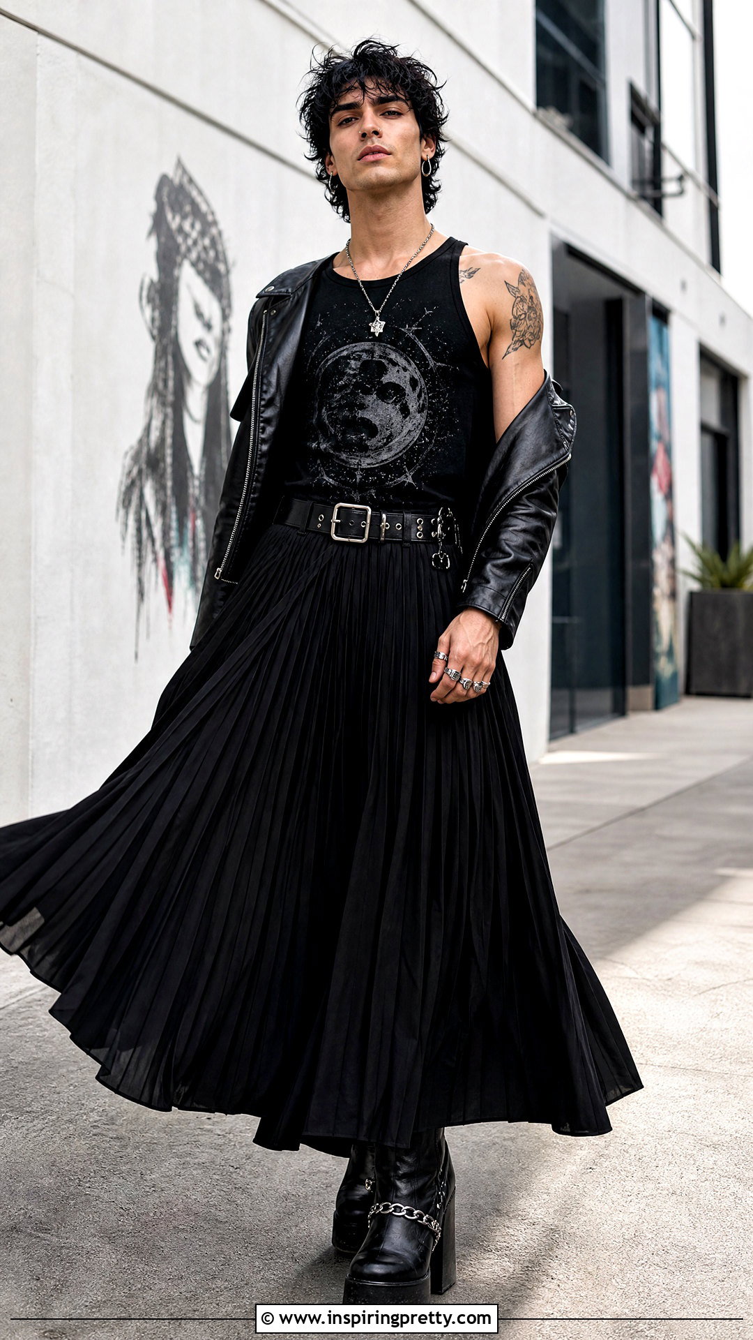 Goth Tank Top With A Black Maxi Skirt - 25 Goth Tank Top Men outfit ideas