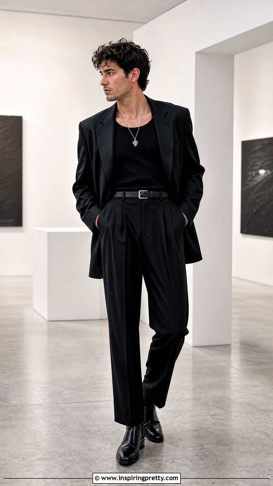 Goth Tank Top With Tailored Black Trousers - 25 Goth Tank Top Men outfit ideas