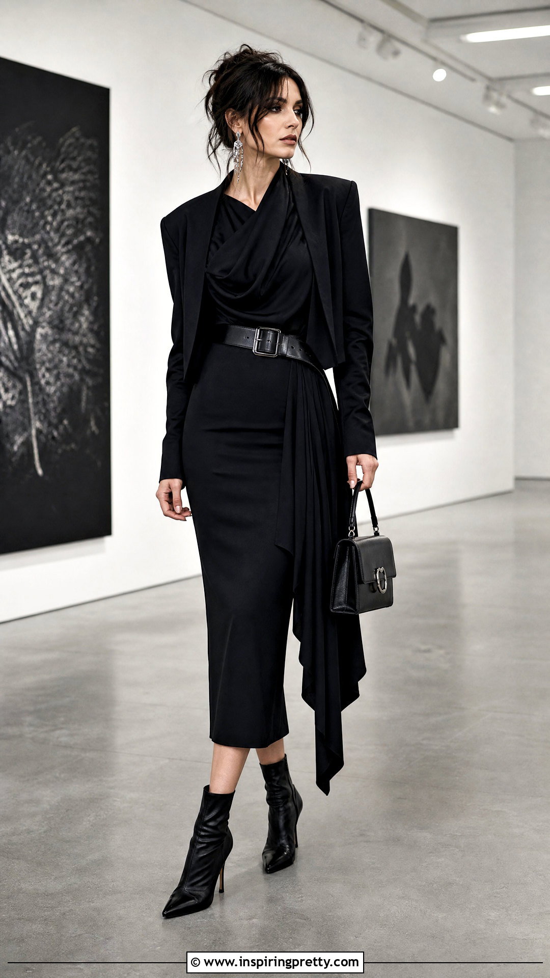Gothic Asymmetrical Top With Midi Skirt - 50 goth tops outfit ideas