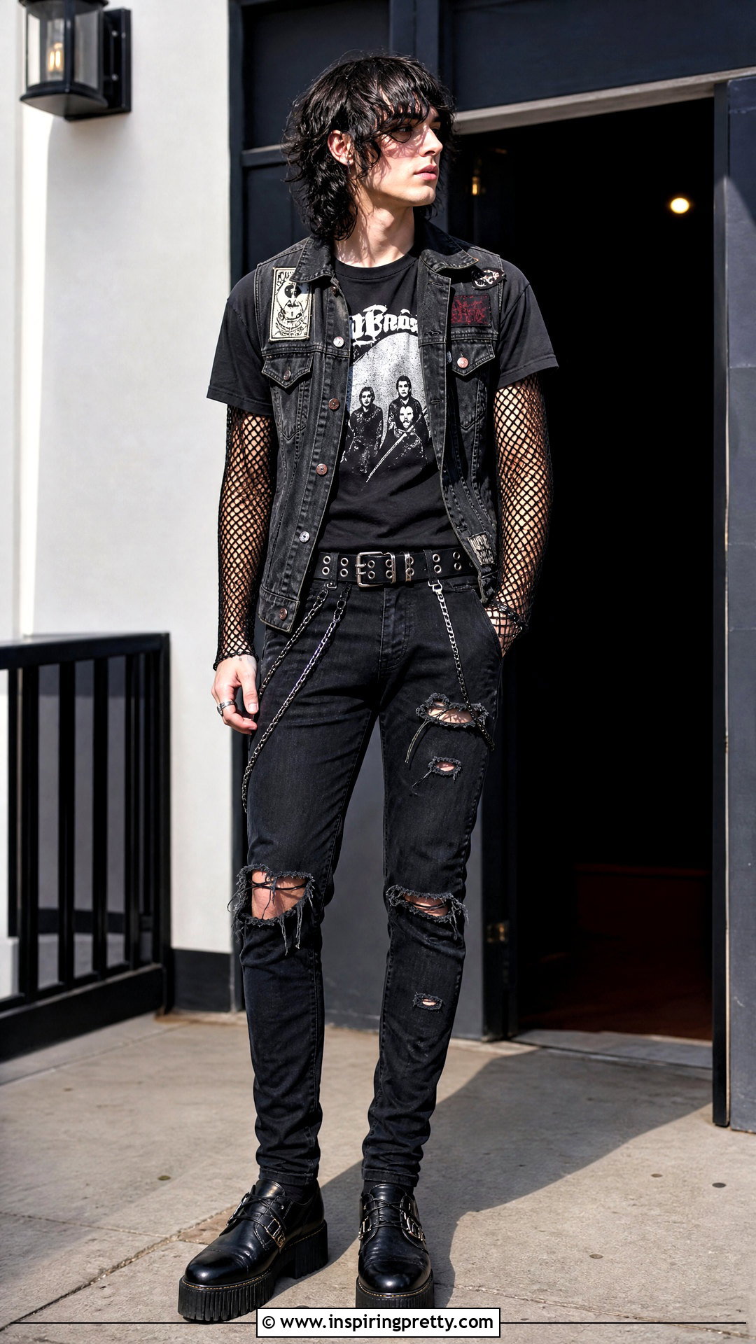 Gothic Band Tee Outfit - 25 gothic tops men