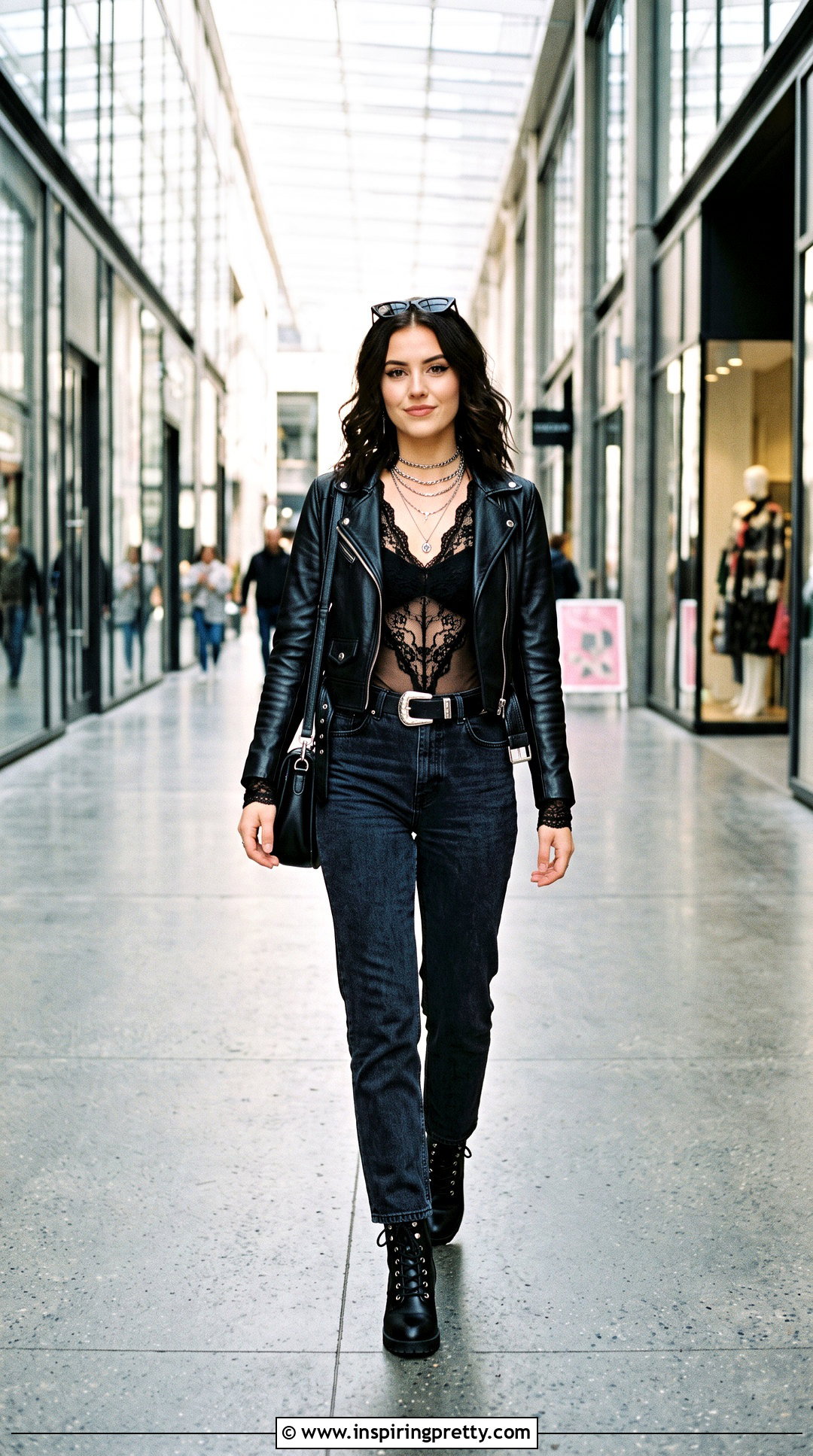 Gothic Bodysuit With Straight Leg Jeans - 50 goth tops outfit ideas