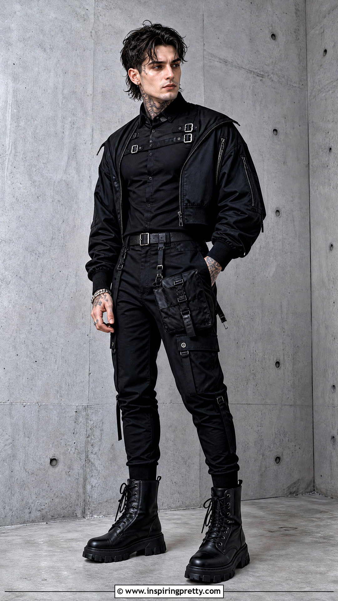 Gothic Buckle Shirt Outfit - 25 gothic tops men