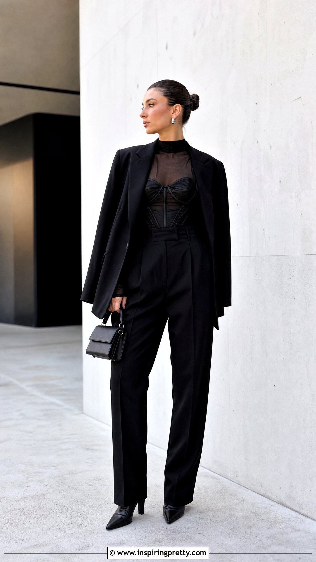 Gothic Bustier Top With Oversized Blazer - 50 gothic tops outfit ideas