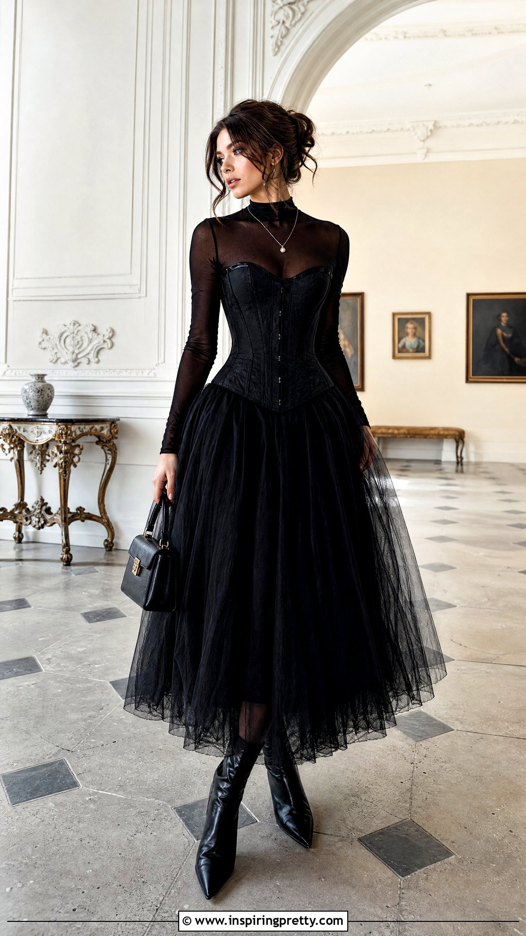 Gothic Corset Top With Tulle Skirt - 50 gothic tops outfit ideas