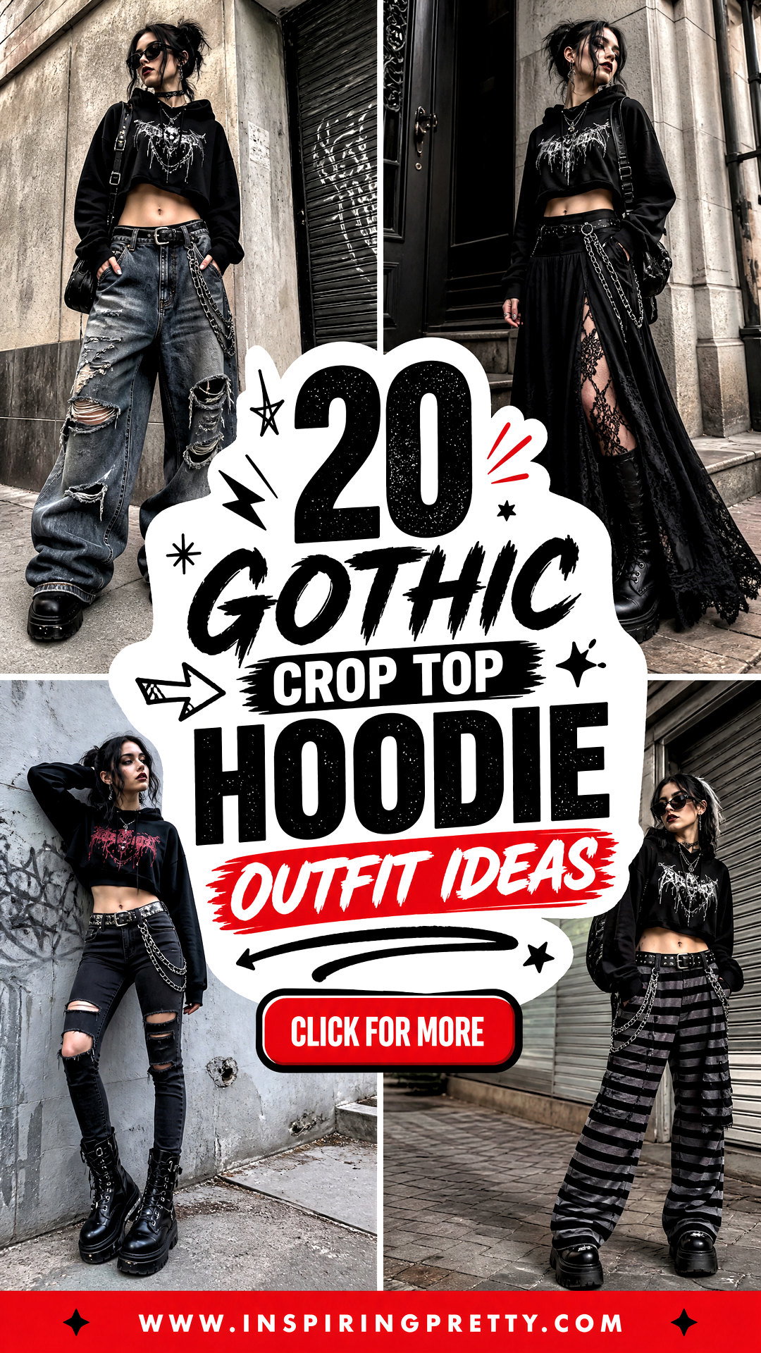 20 Gothic Crop Top Hoodie Outfit Ideas for Edgy Street Style - 20 Gothic Crop Top Hoodie Outfit Ideas for Edgy Street Style