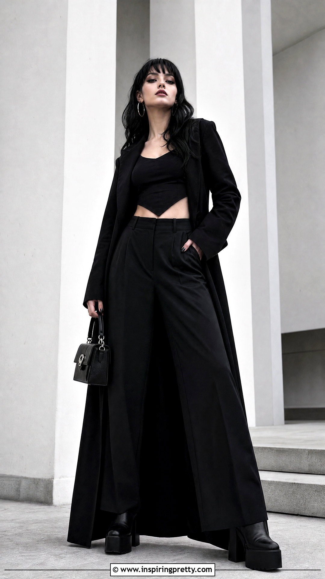 Gothic Crop Top With High Waisted Pants - 50 gothic tops outfit ideas