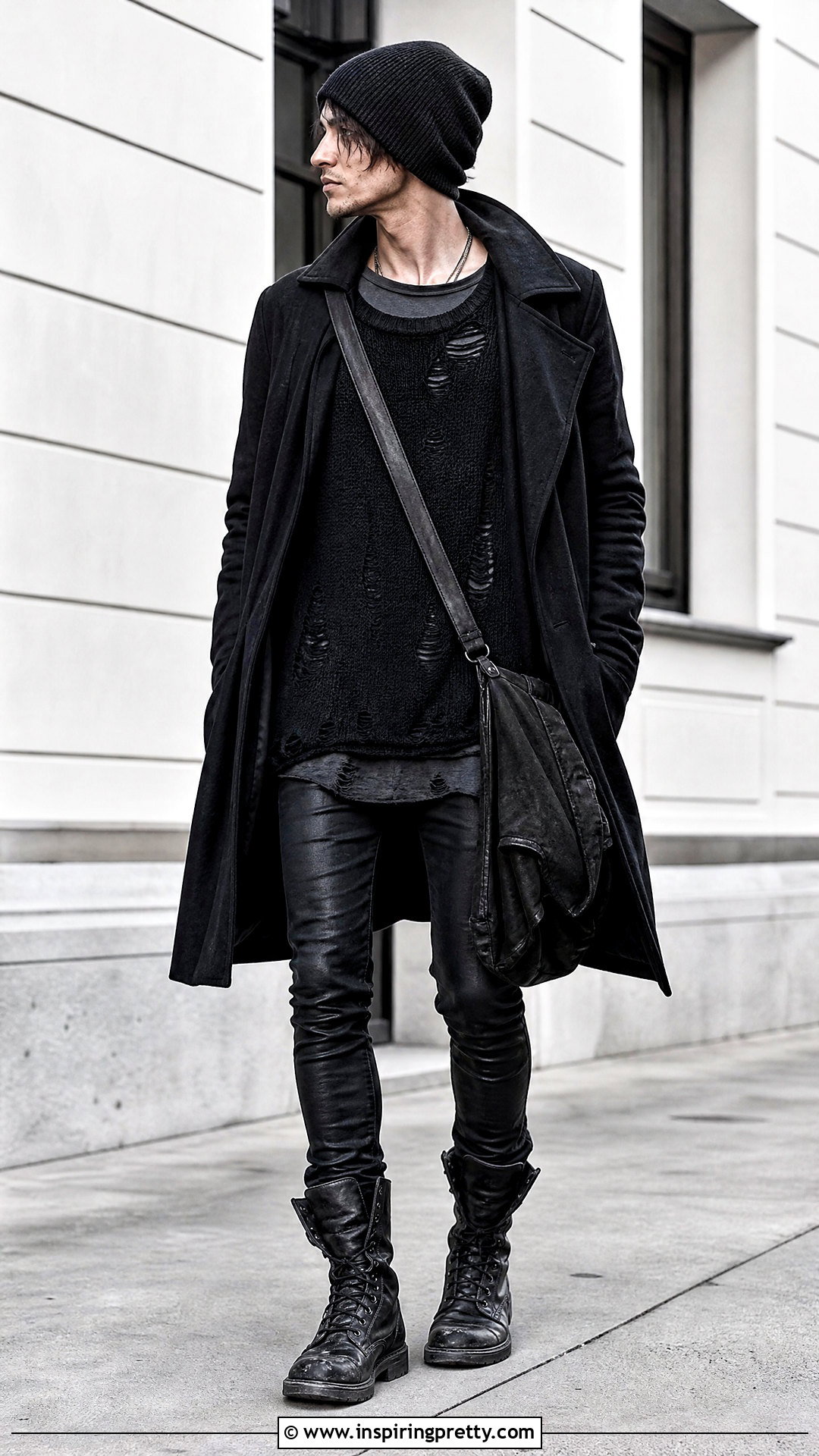 Gothic Distressed Sweater Outfit - 25 gothic tops men