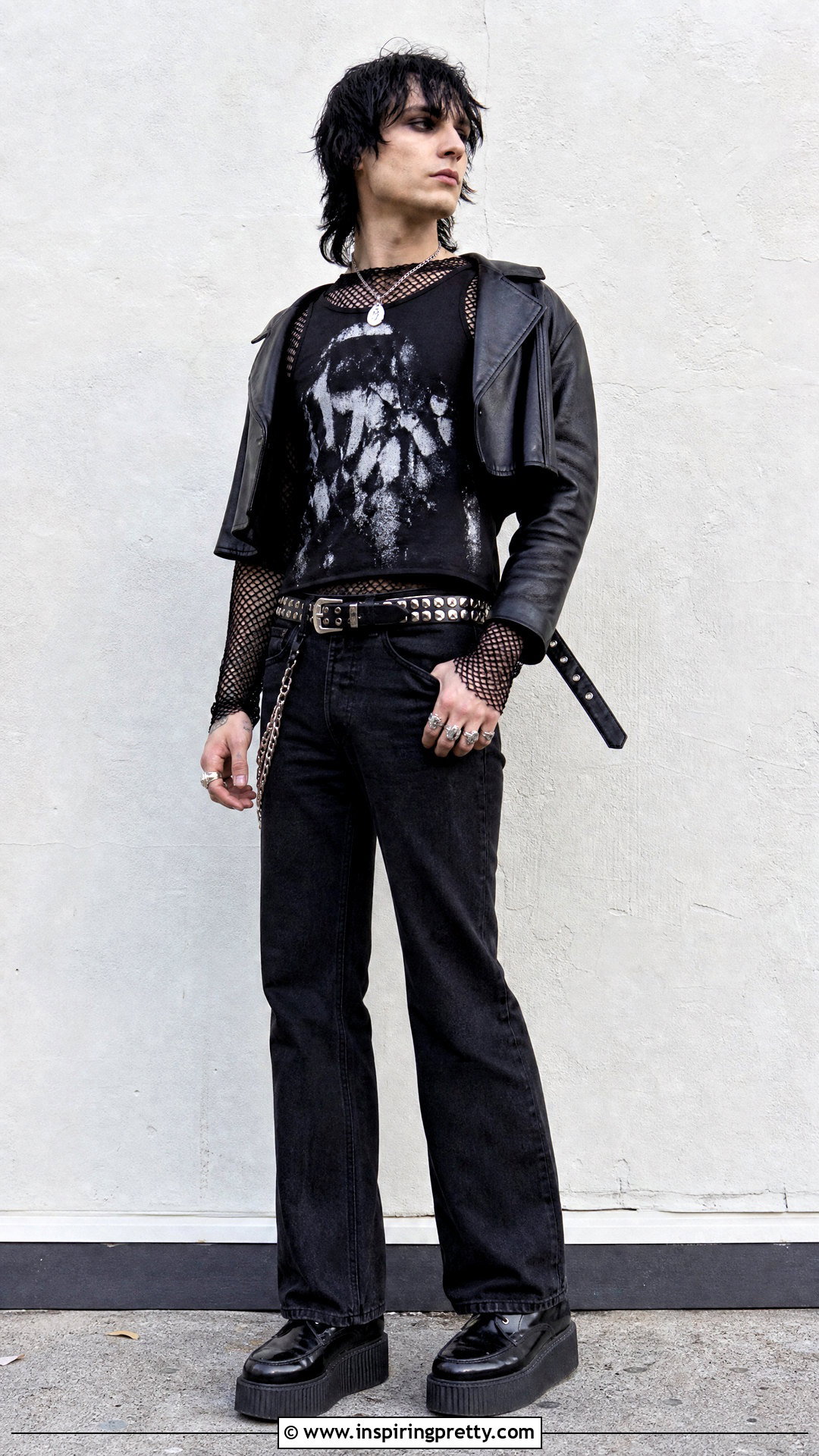 Gothic Fishnet Layered Outfit - 25 gothic tops men