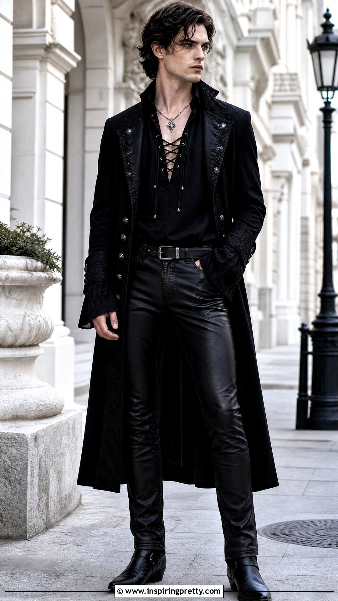 Gothic Lace Up Shirt Outfit - 25 gothic tops men