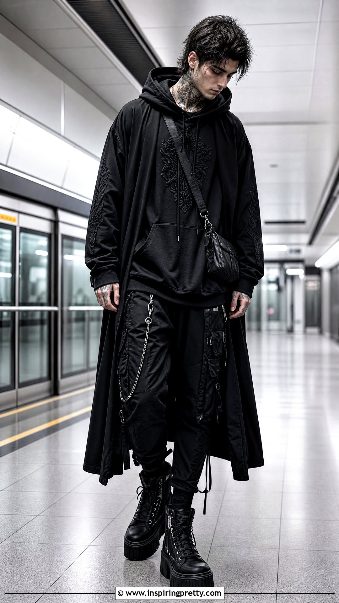 Gothic Oversized Hoodie Outfit - 25 gothic tops men