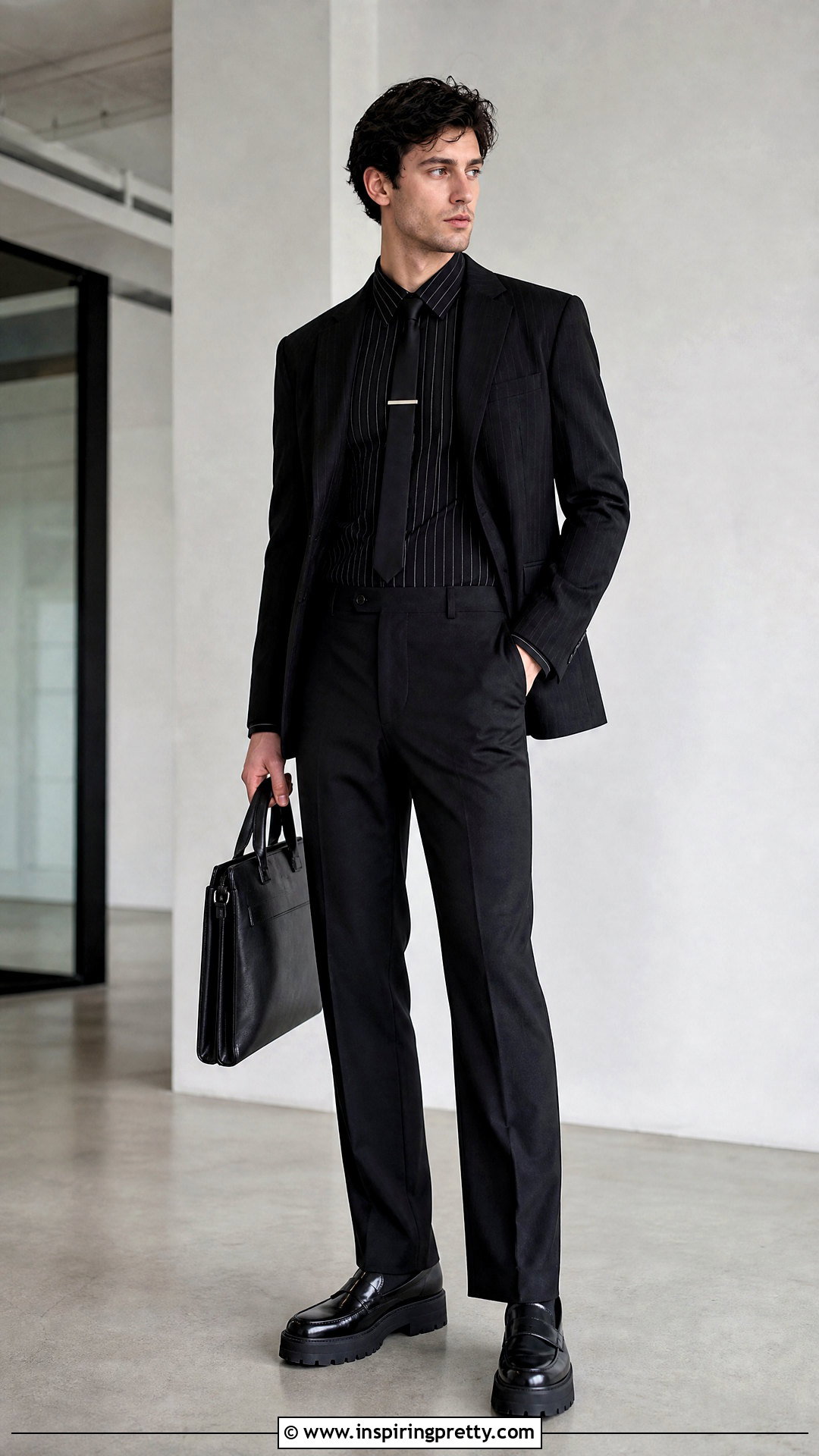 Gothic Pinstripe Shirt Outfit - 25 gothic tops men