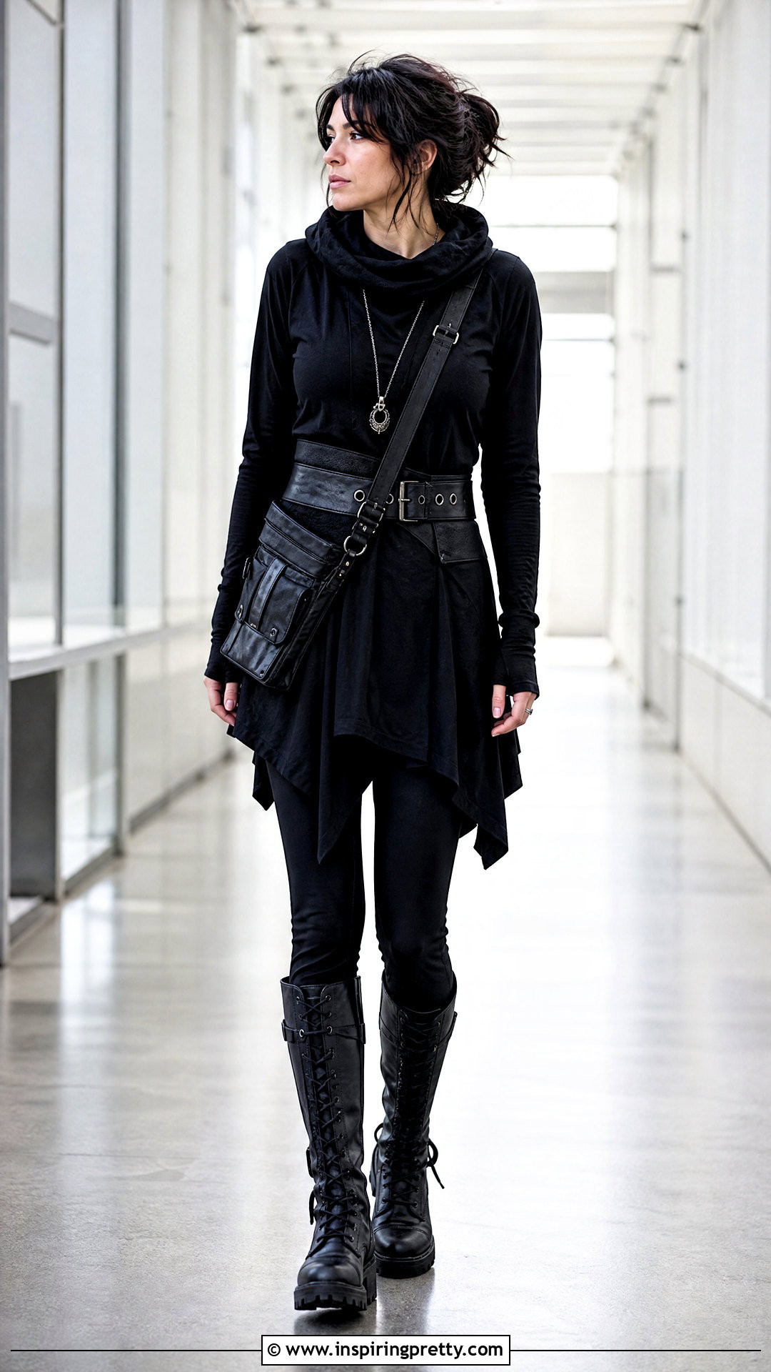 Gothic Tunic Top With Leggings - 50 goth tops outfit ideas