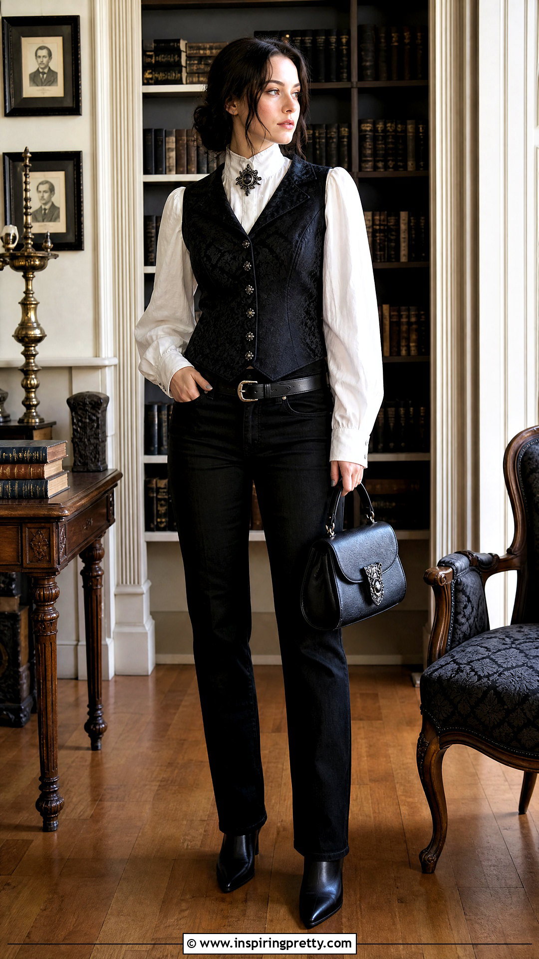 Gothic Vest Top With White Shirt And Jeans - 50 goth tops outfit ideas