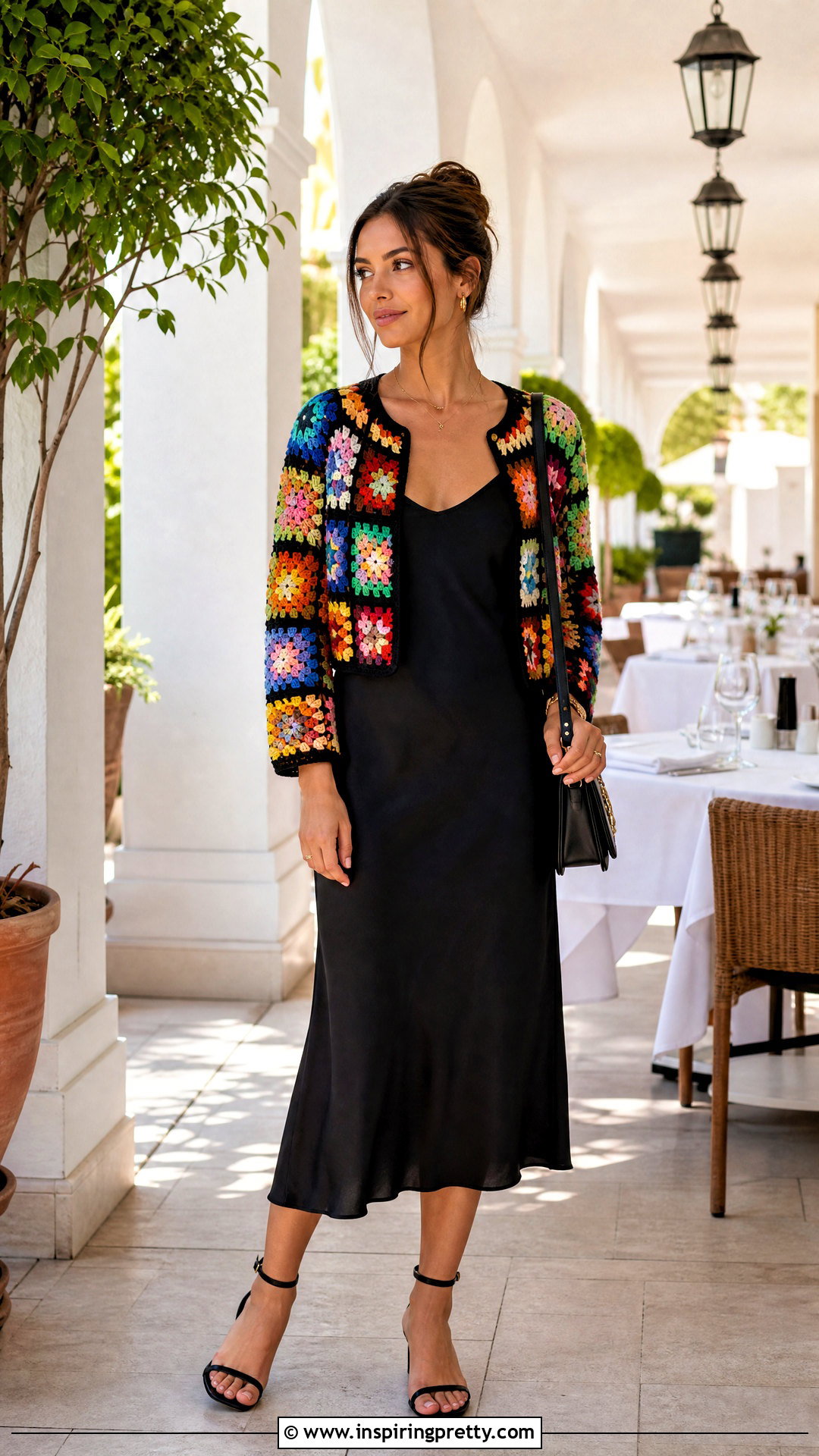 Granny Square Cardigan And Slip Dress Outfit - 50 top uncinetto outfit ideas