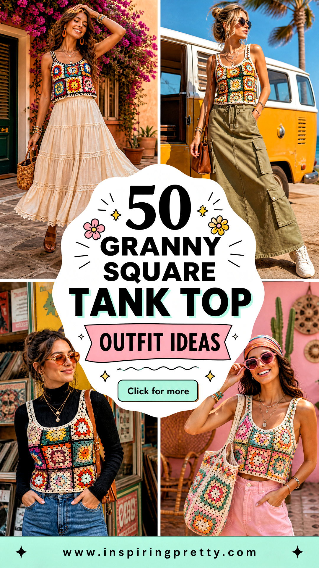 50 Granny Square Tank Top Outfit Ideas for Retro Summer Style - 50 Granny Square Tank Top Outfit Ideas for Retro Summer Style