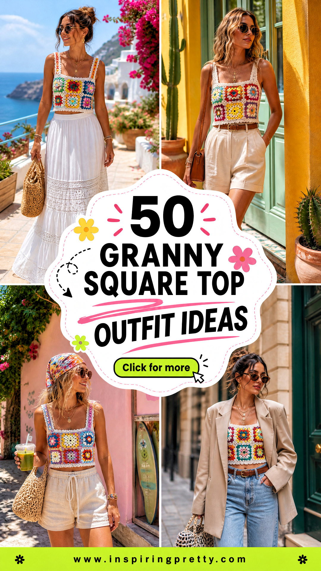 50 Granny Square Top Outfit Ideas for Colorful Retro Style - 50 Granny Square Top Outfit Ideas for Colorful Retro Style